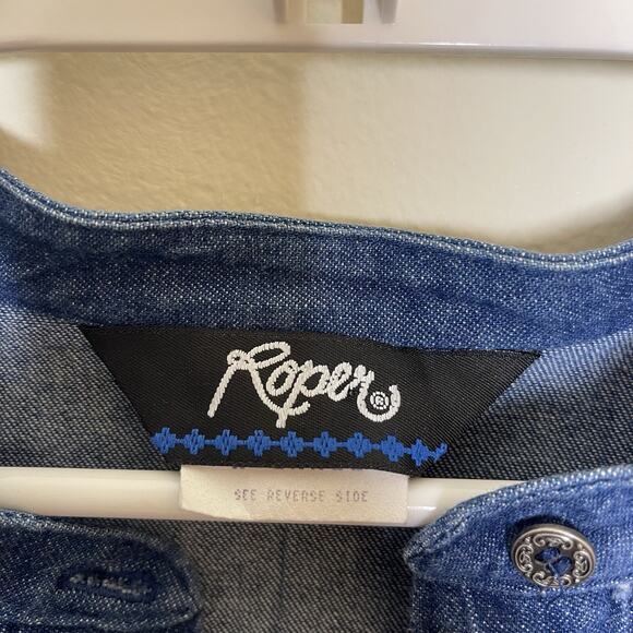 Vtg ROPER Women's Denim Southwest Aztec Button Up Rodeo Boho Cowgirl 90s Sz XL - Picture 5 of 6